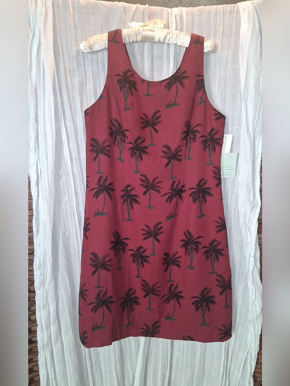 Sleeveless Red Palm-Print Mini Dress